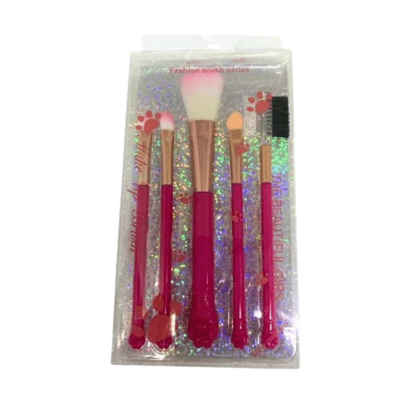 kit com 5 pinceis patinhas - make up brush - Pink