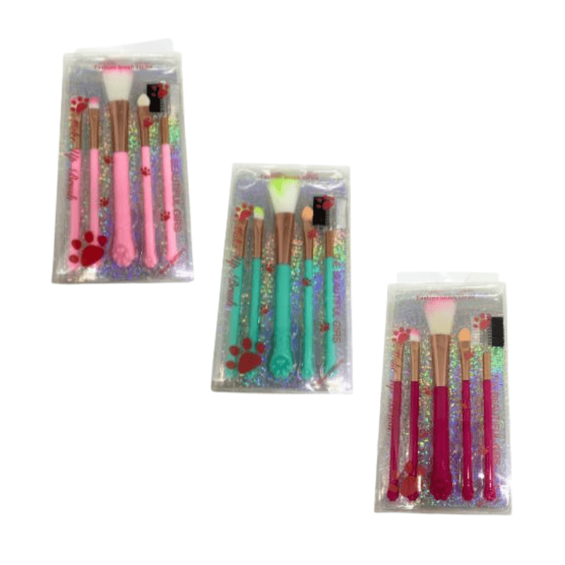 kit com 5 pincéis patinhas - make up brush - Verde água