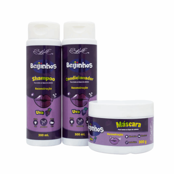Kit Capilar Beijinhos Uva Belkit 3 Itens Reconstrução Capila - Imagem 4