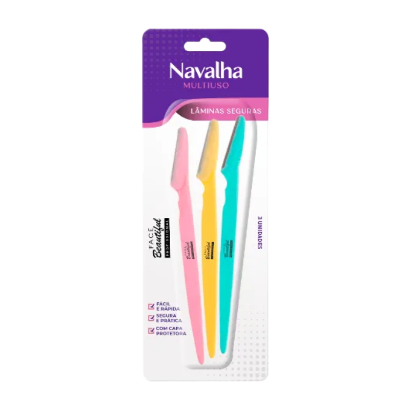 Kit 3 Navalha Desing De Sobrancelhas E Rosto Face Beautiful