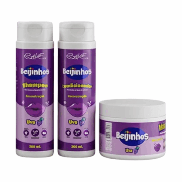 Kit Capilar Beijinhos Uva Belkit 3 Itens Reconstrução Capila