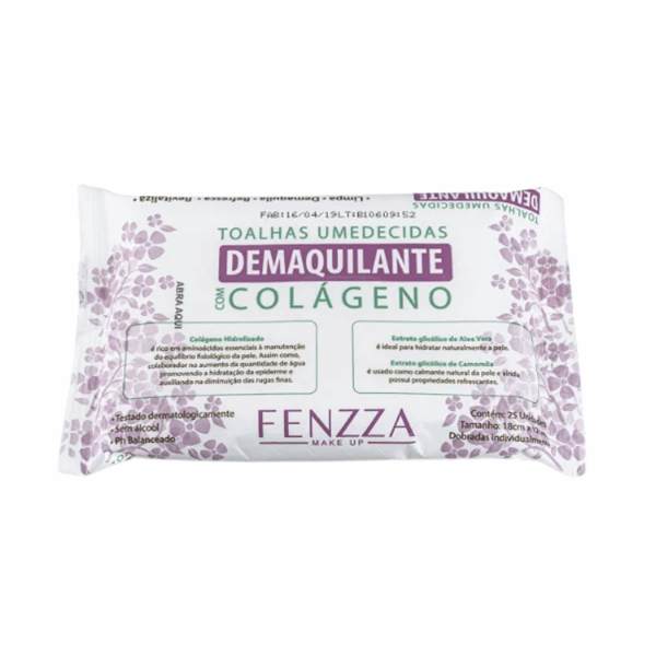 Lenço de Limpeza Facial Demaquilante com Colágeno – Fenzza