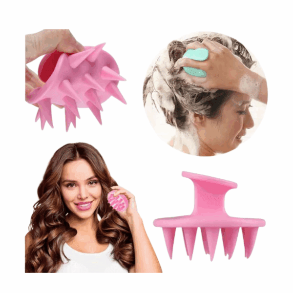 Massageador Manual Escova De Silicone Para Lavar Os Cabelos pink - Imagem 2