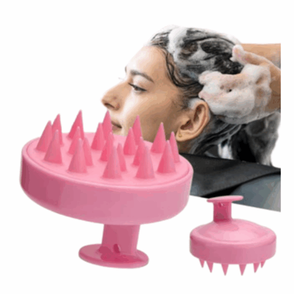 Massageador Manual Escova De Silicone Para Lavar Os Cabelos pink - Imagem 4