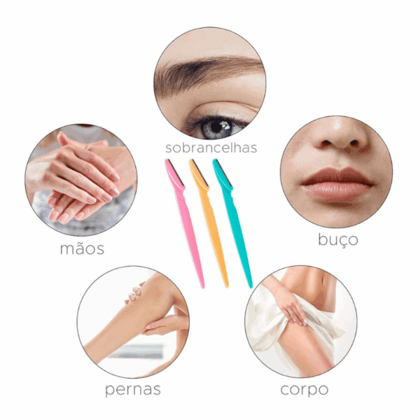 Kit 3 Navalha Desing De Sobrancelhas E Rosto Face Beautiful - Imagem 2