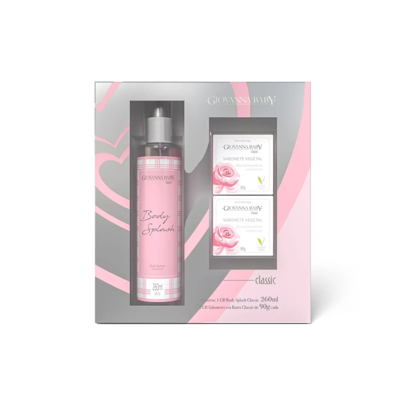 Kit Giovanna Baby Classic – Body Splash 260ml + 2 Sabonetes Vegetais 90g