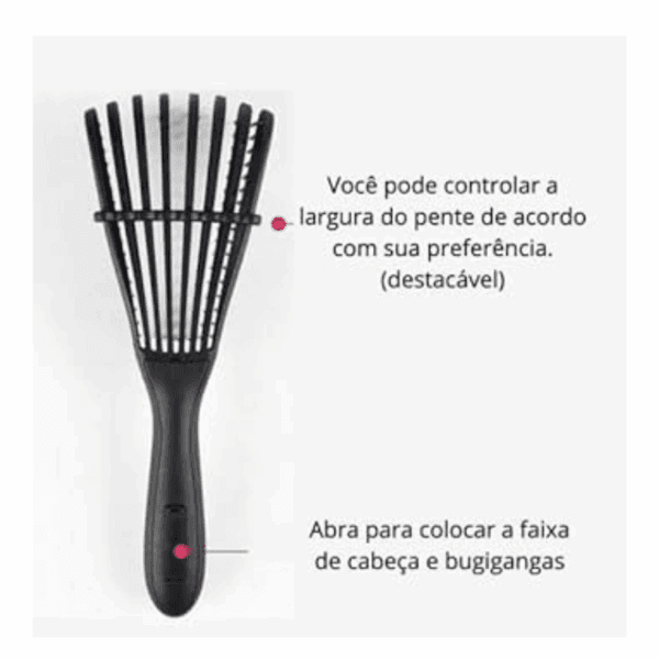 Escova Para Cabelo Cacho Pente Polvo Todo Cabelo Desembaraça - Imagem 2