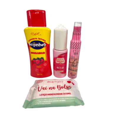 Kit Corporal Íntimo Feminino com Morango + Brinde
