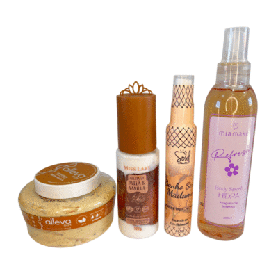 Kit Corporal Vanilla Sensual - Esfoliante, Geleia, Body Splash, Perfume para Calcinha+ Brinde