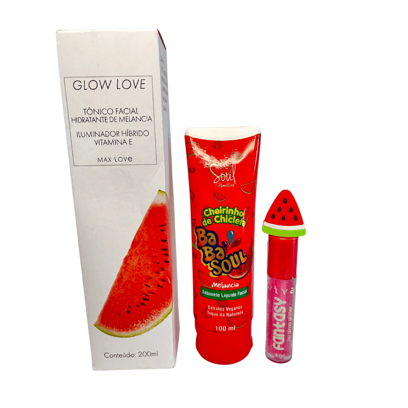 Kit Facial Melancia – Sabonete, Tônico Facial e Gloss + Brinde